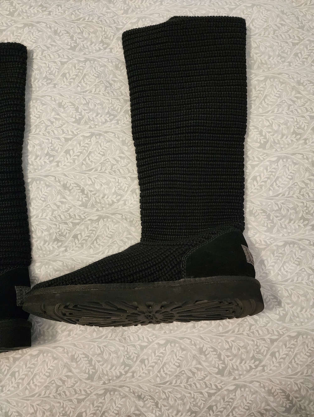 NWOB Women's UGG Australia Black Classic Cardy Knit Tall Boots, Size 10 - Picture 7 of 15